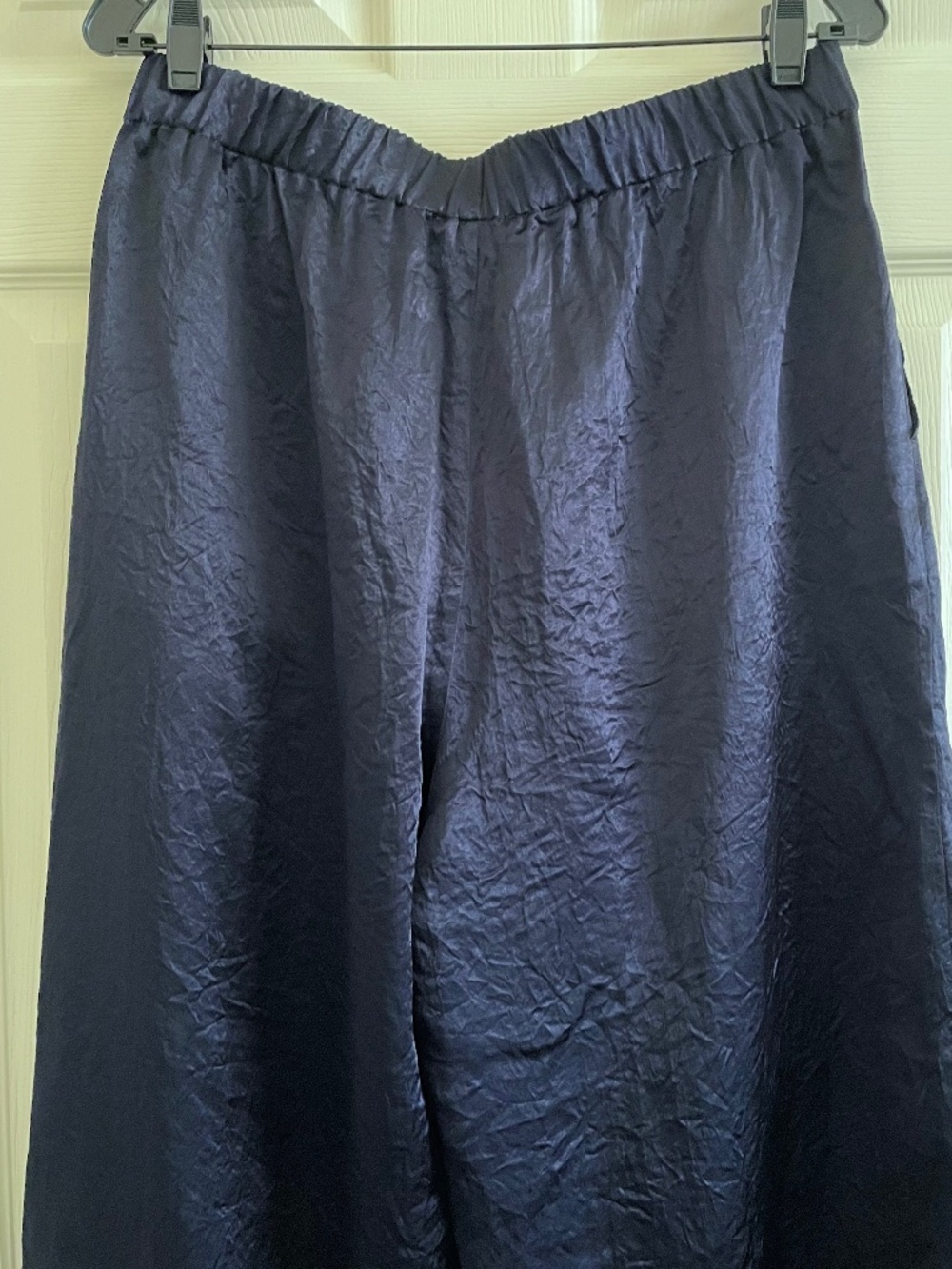 Eileen Fisher Navy Wide-Leg Silk-Blend Pants - Picture 9 of 11